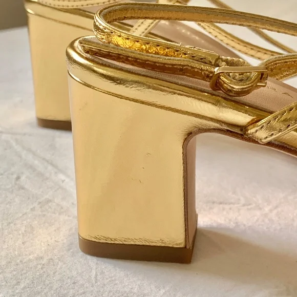 Loeffler Randall Priscilla Leather Heels Gold 7 - Picture 8 of 13